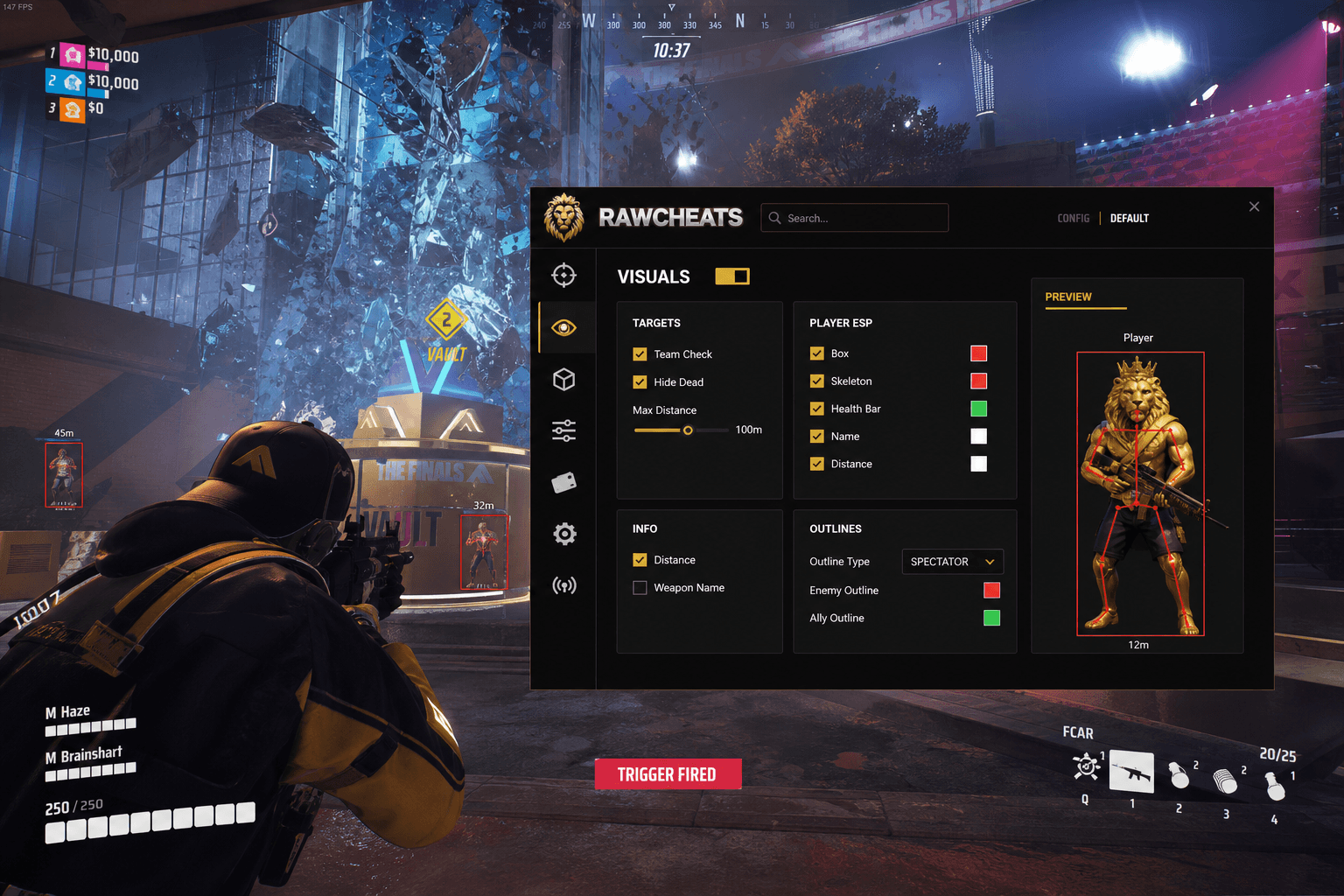 Best The Finals Triggerbot in 2026 — What Actually Works — in-game screenshot showing RawCheats overlay