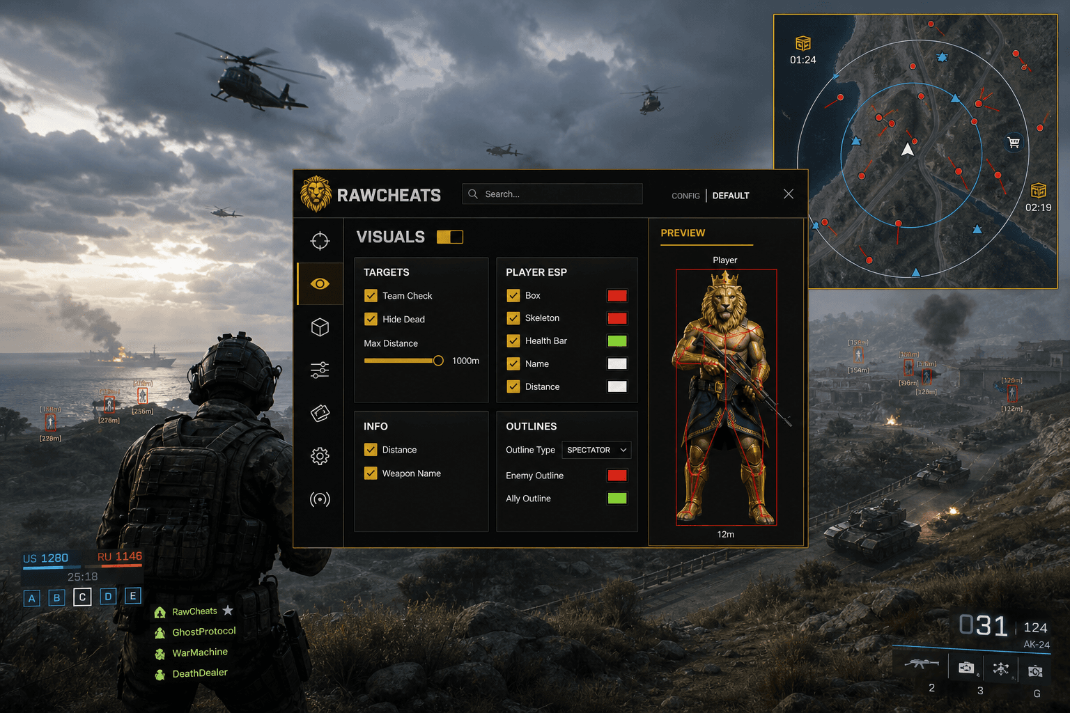 Best Battlefield 6 Radar in 2026 — What Actually Works — in-game screenshot showing RawCheats overlay
