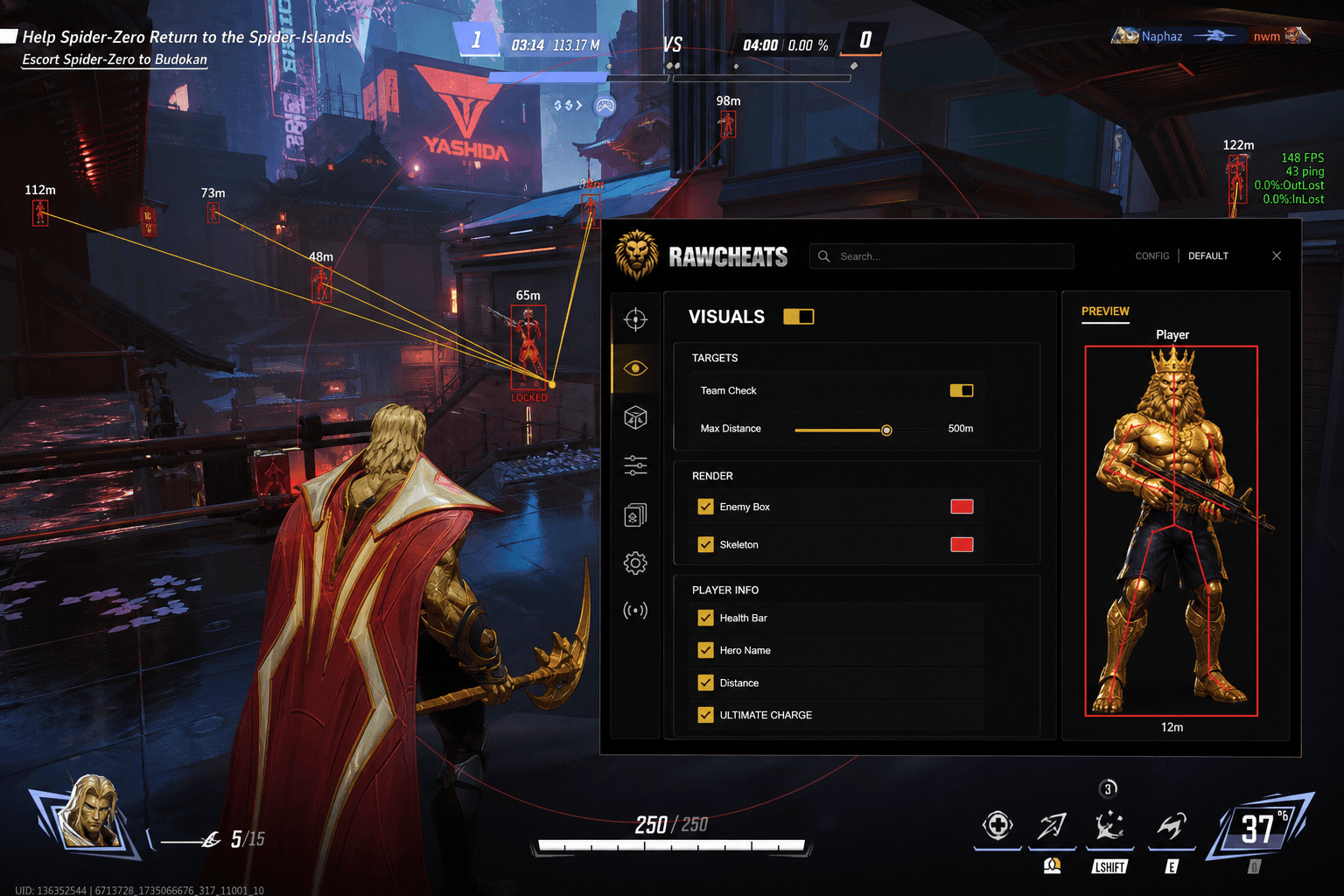 Best Marvel Rivals Aimbot in 2026 — What Actually Works — in-game screenshot showing RawCheats overlay