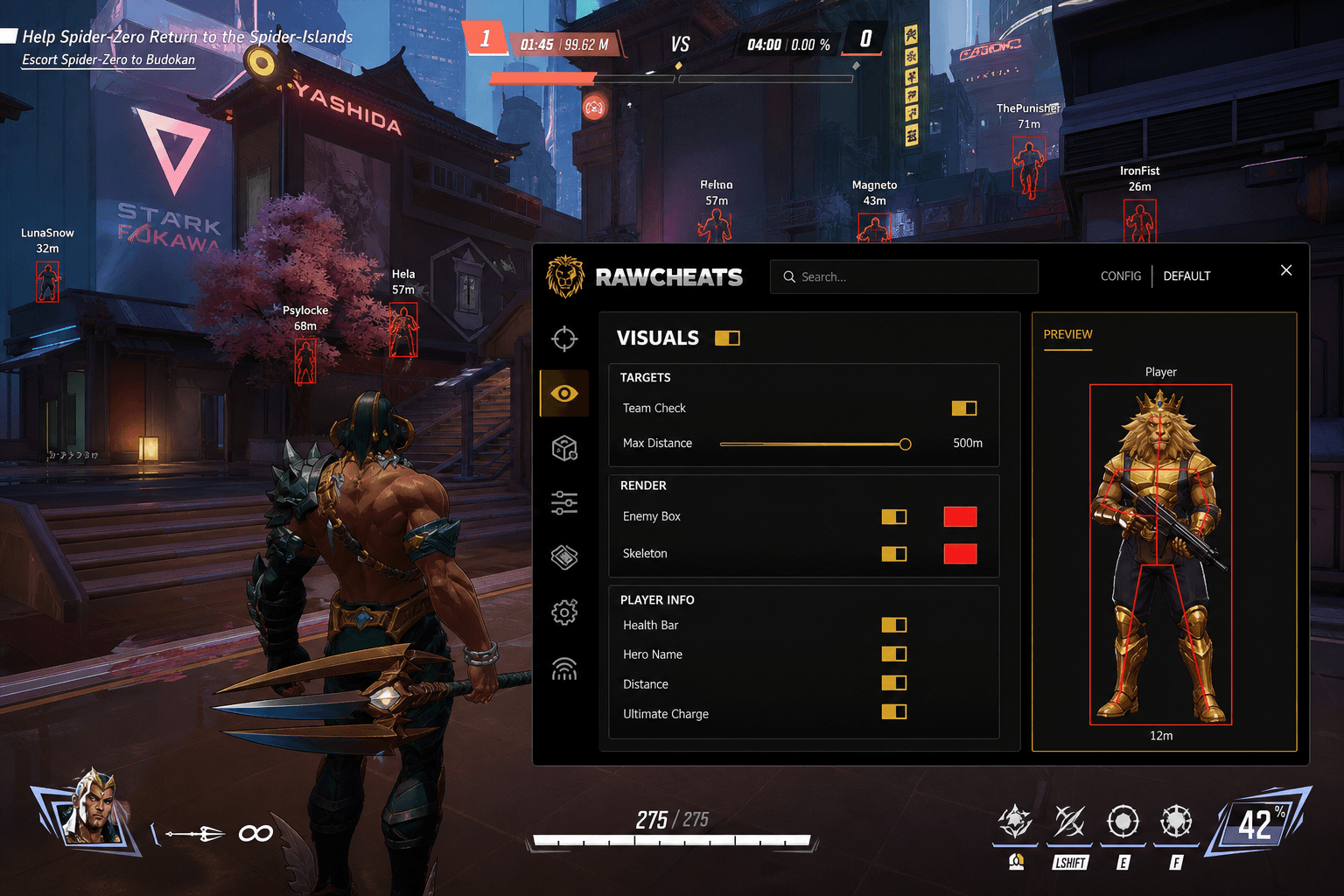 Best Marvel Rivals Wallhack in 2026 — What Actually Works — in-game screenshot showing RawCheats overlay