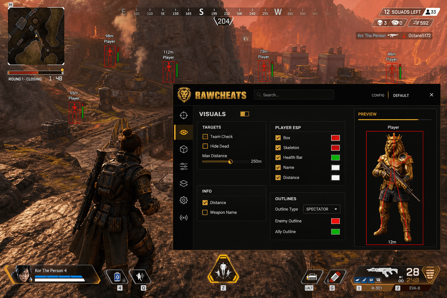 Best Apex Legends ESP in 2026 — What Actually Works — in-game screenshot showing RawCheats overlay
