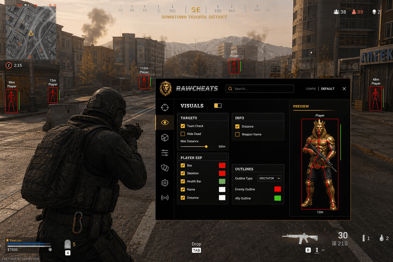 Best Call of Duty: Warzone ESP in 2026 — What Actually Works — in-game screenshot showing RawCheats overlay