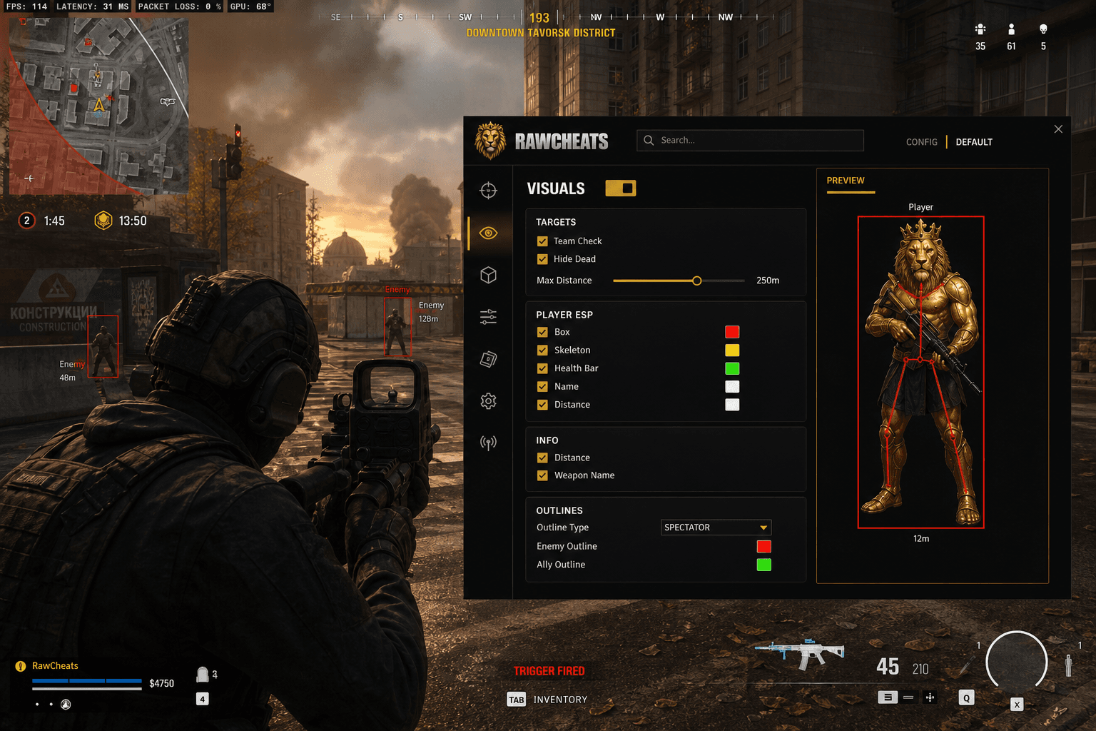 Best Call of Duty: Warzone Triggerbot in 2026 — What Actually Works — in-game screenshot showing RawCheats overlay