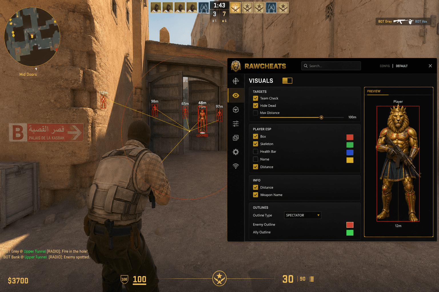 Best Counter-Strike 2 Aimbot in 2026 — What Actually Works — in-game screenshot showing RawCheats overlay