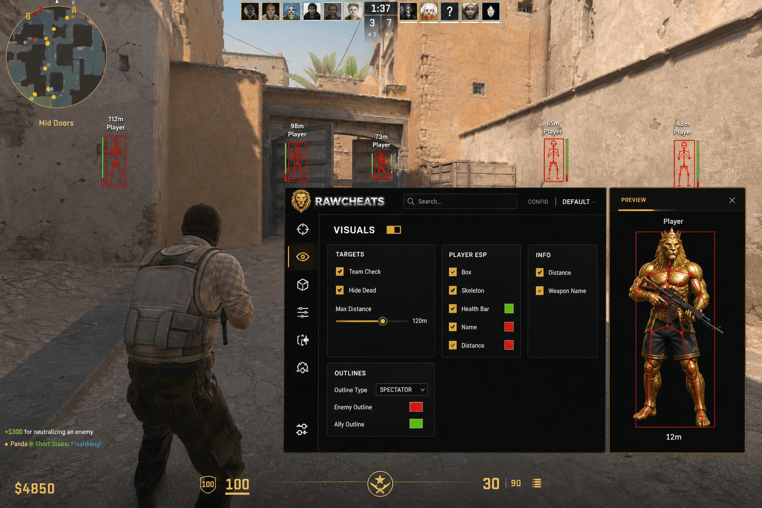 Best Counter-Strike 2 ESP in 2026 — What Actually Works — in-game screenshot showing RawCheats overlay