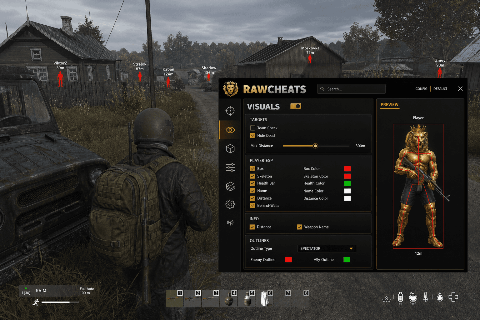 Best DayZ Wallhack in 2026 — What Actually Works — in-game screenshot showing RawCheats overlay