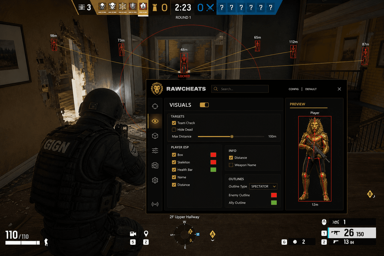 Best Rainbow Six Siege X Aimbot in 2026 — What Actually Works — in-game screenshot showing RawCheats overlay