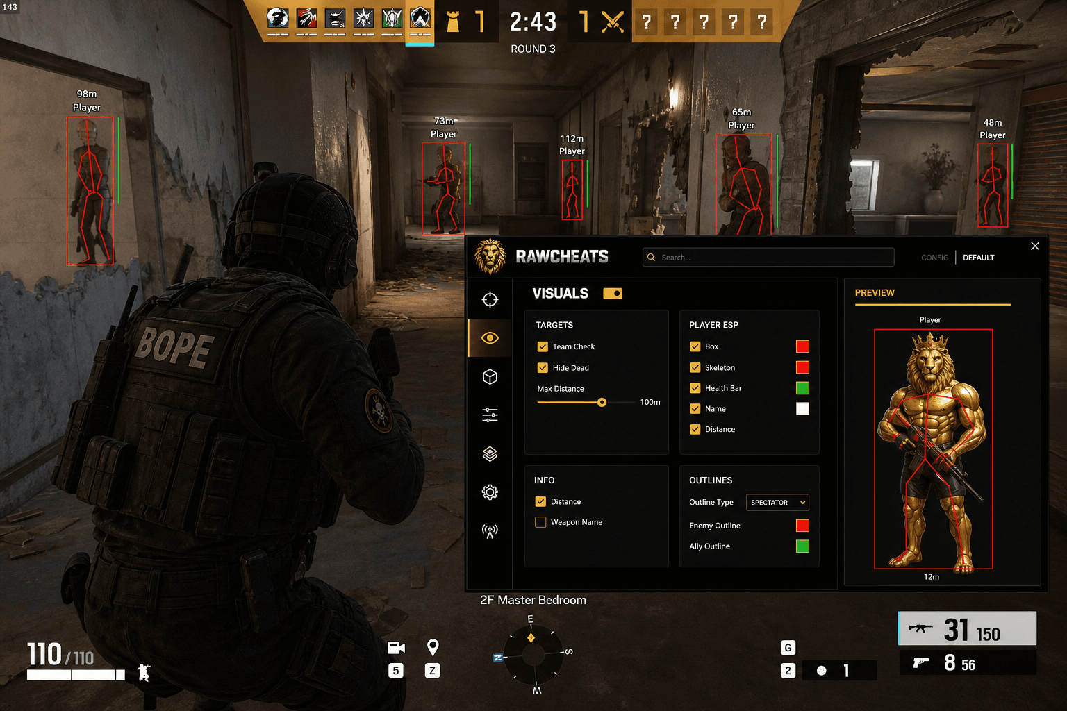 Best Rainbow Six Siege X ESP in 2026 — What Actually Works — in-game screenshot showing RawCheats overlay