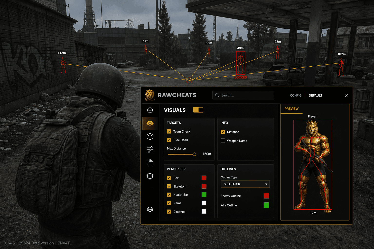 Best Escape from Tarkov Aimbot in 2026 — What Actually Works — in-game screenshot showing RawCheats overlay