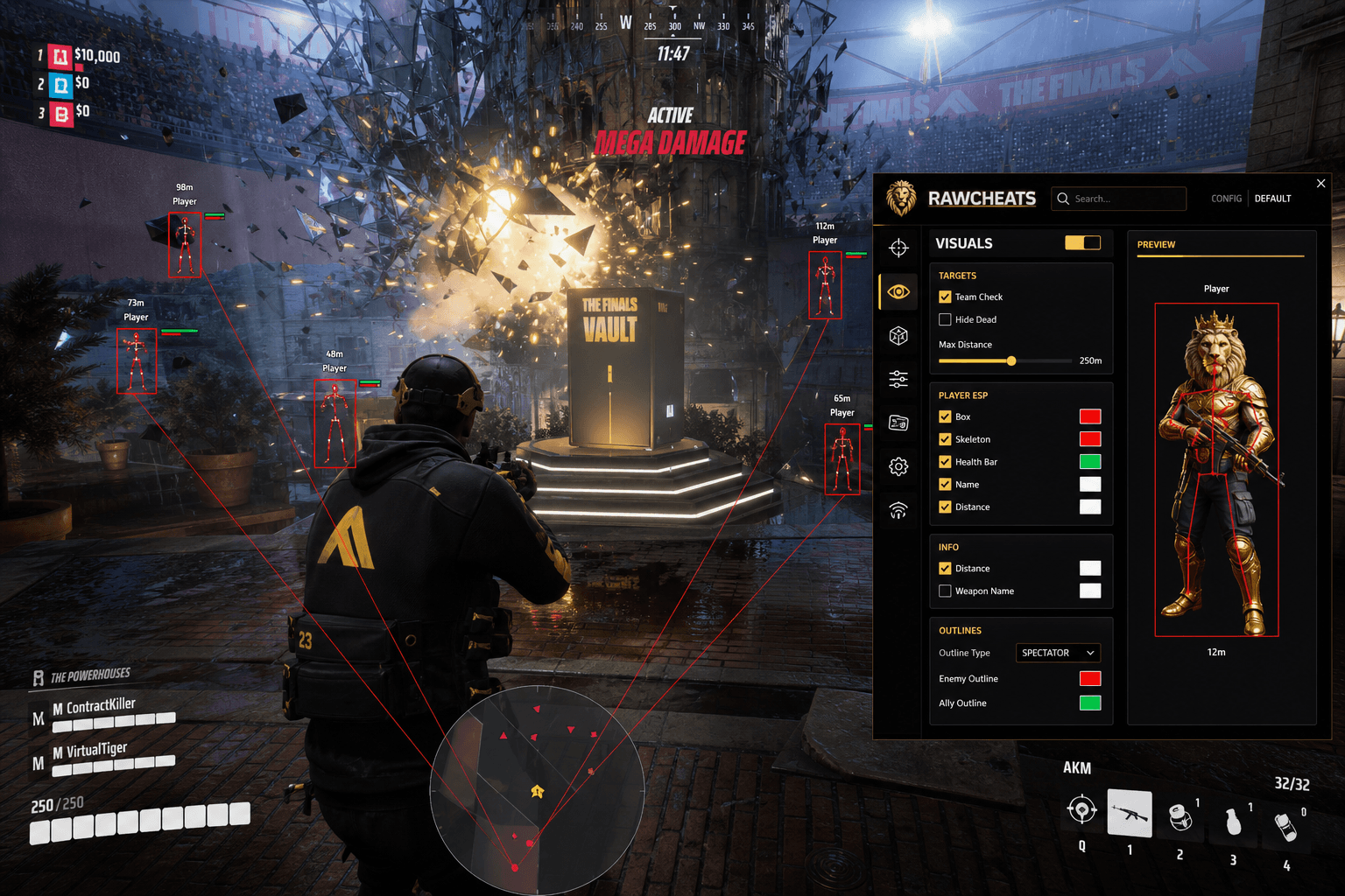 Cheap The Finals Cheats (2026) — in-game screenshot showing RawCheats overlay