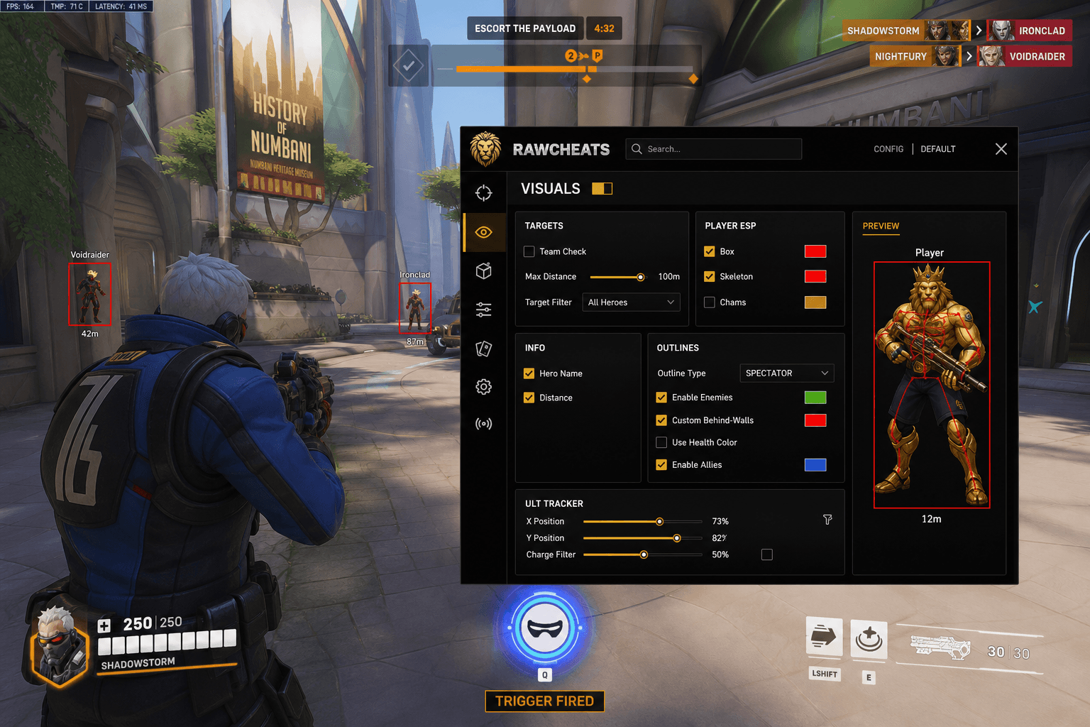 Undetected Overwatch 2 Triggerbot (2026) — in-game screenshot showing RawCheats overlay