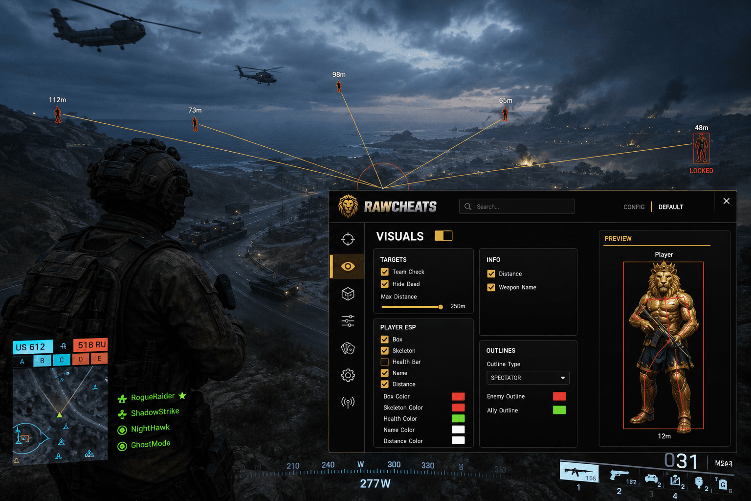 Undetected Battlefield 6 Aimbot (2026) — in-game screenshot showing RawCheats overlay
