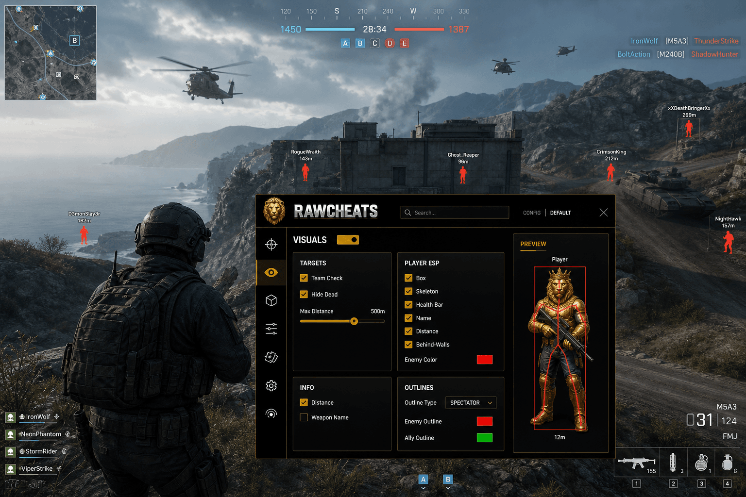 Undetected Battlefield 6 Wallhack (2026) — in-game screenshot showing RawCheats overlay