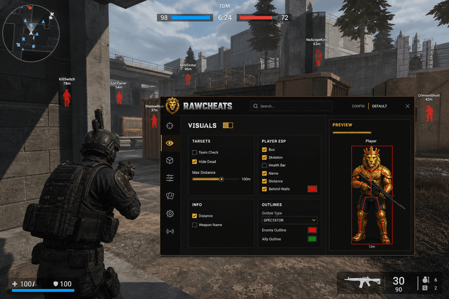 Undetected Roblox Wallhack (2026) — in-game screenshot showing RawCheats overlay