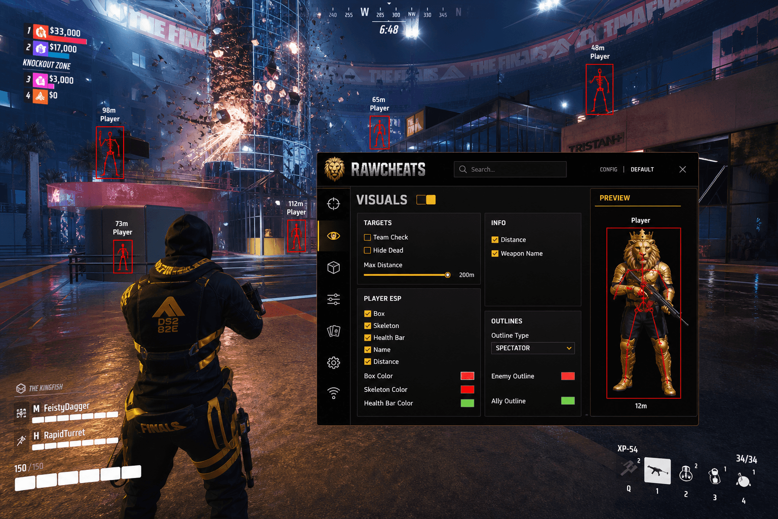 Undetected The Finals ESP (2026) — in-game screenshot showing RawCheats overlay