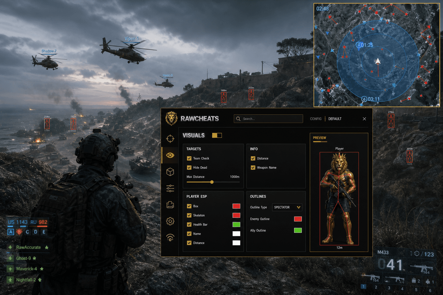 Undetected Battlefield 6 Radar (2026) — in-game screenshot showing RawCheats overlay