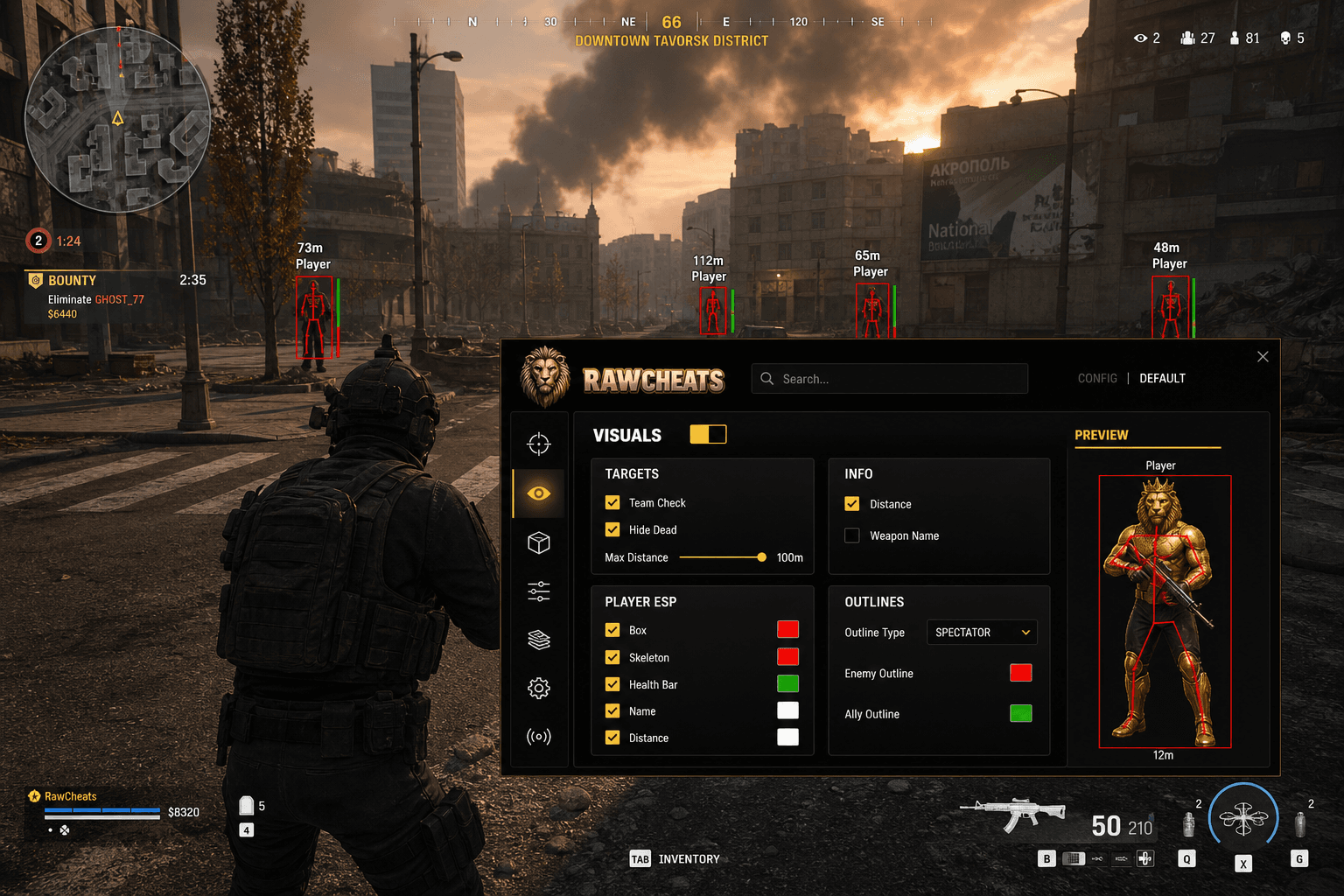 Undetected Call of Duty: Warzone ESP (2026) — in-game screenshot showing RawCheats overlay