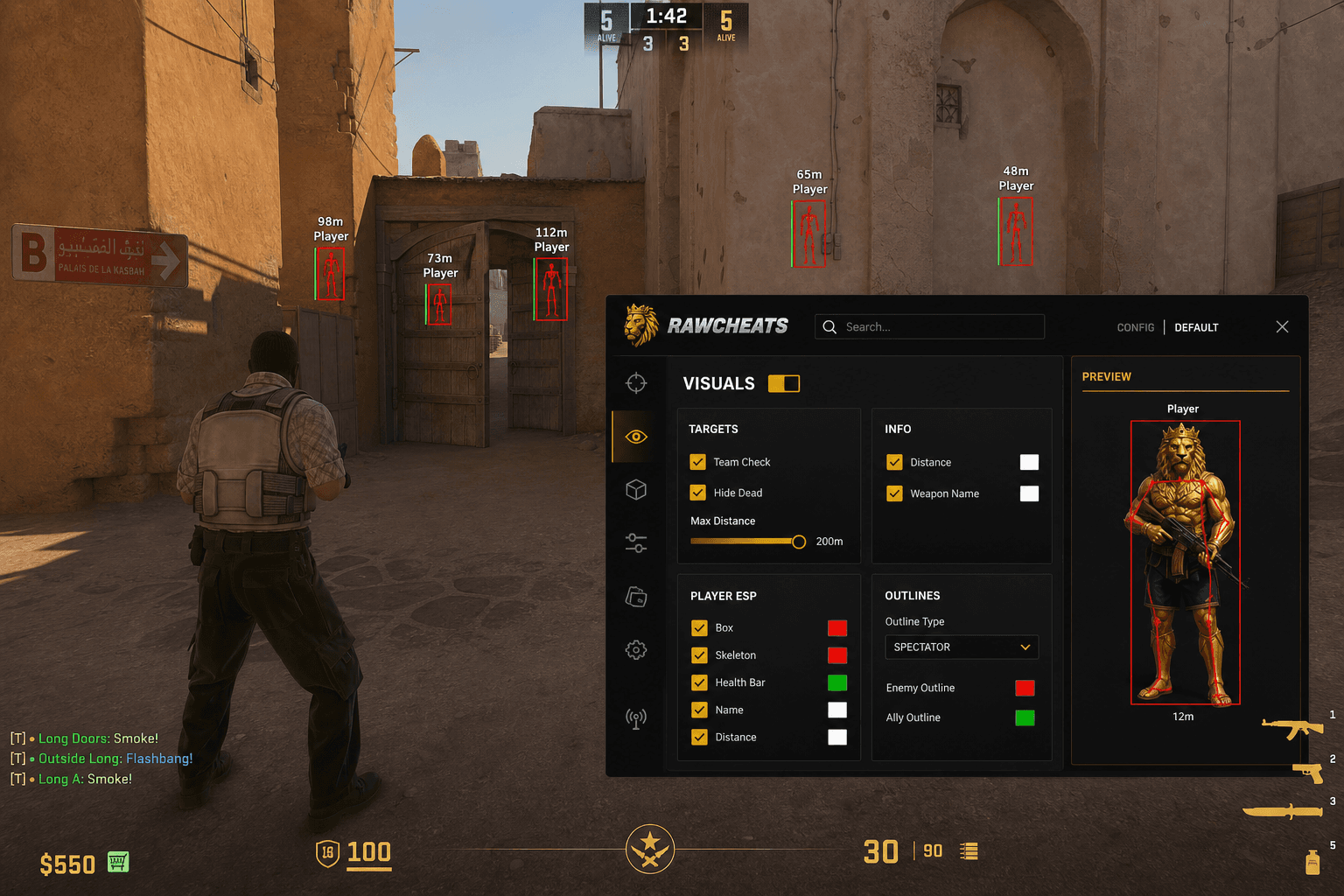 Undetected Counter-Strike 2 ESP (2026) — in-game screenshot showing RawCheats overlay