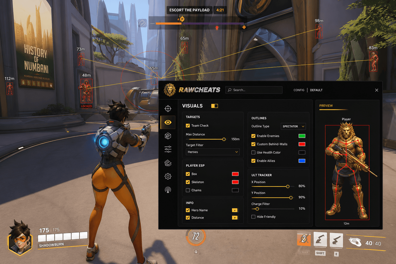 Best Overwatch 2 Aimbot in 2026 — What Actually Works — in-game screenshot showing RawCheats overlay
