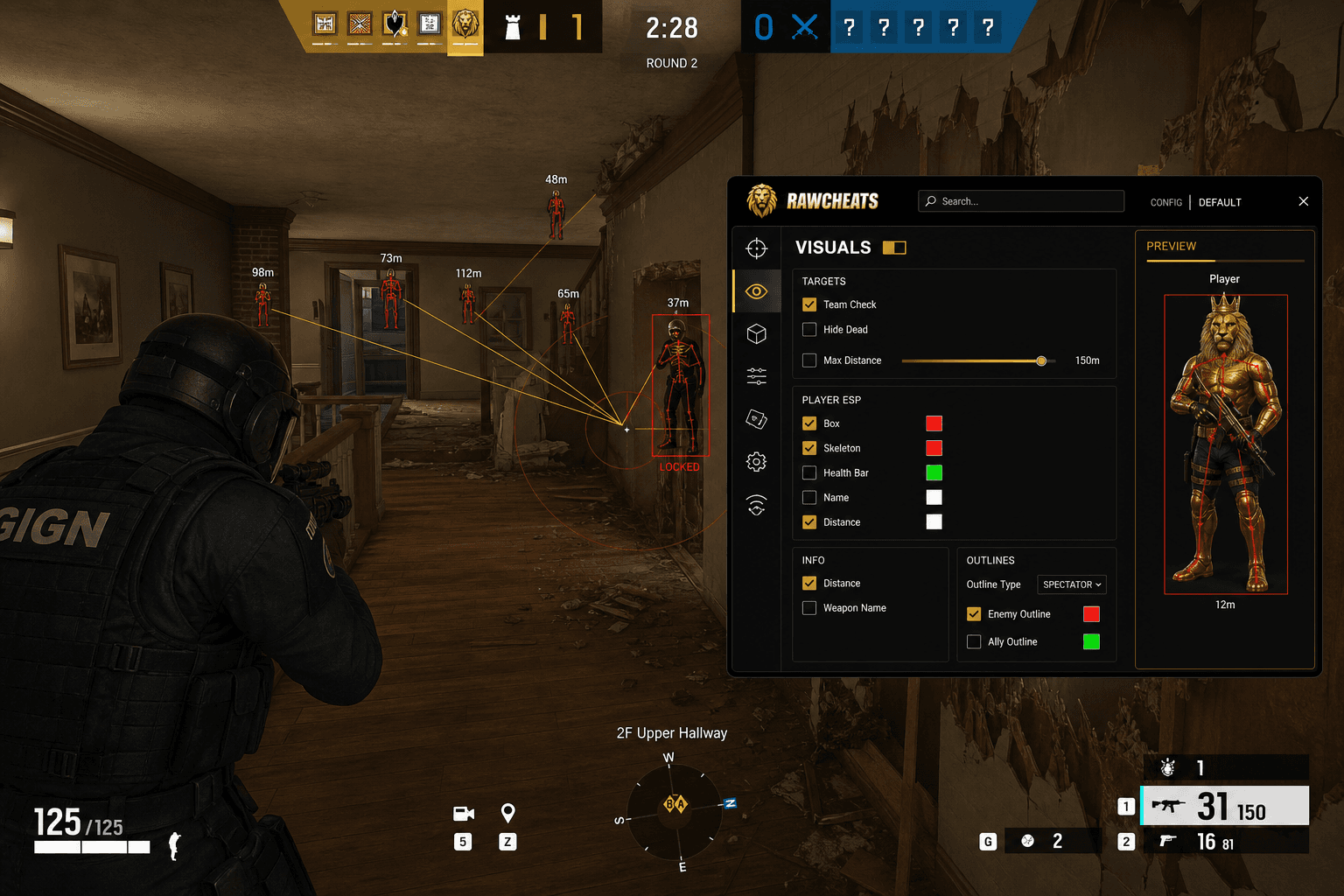 Undetected Rainbow Six Siege X Aimbot (2026) — in-game screenshot showing RawCheats overlay