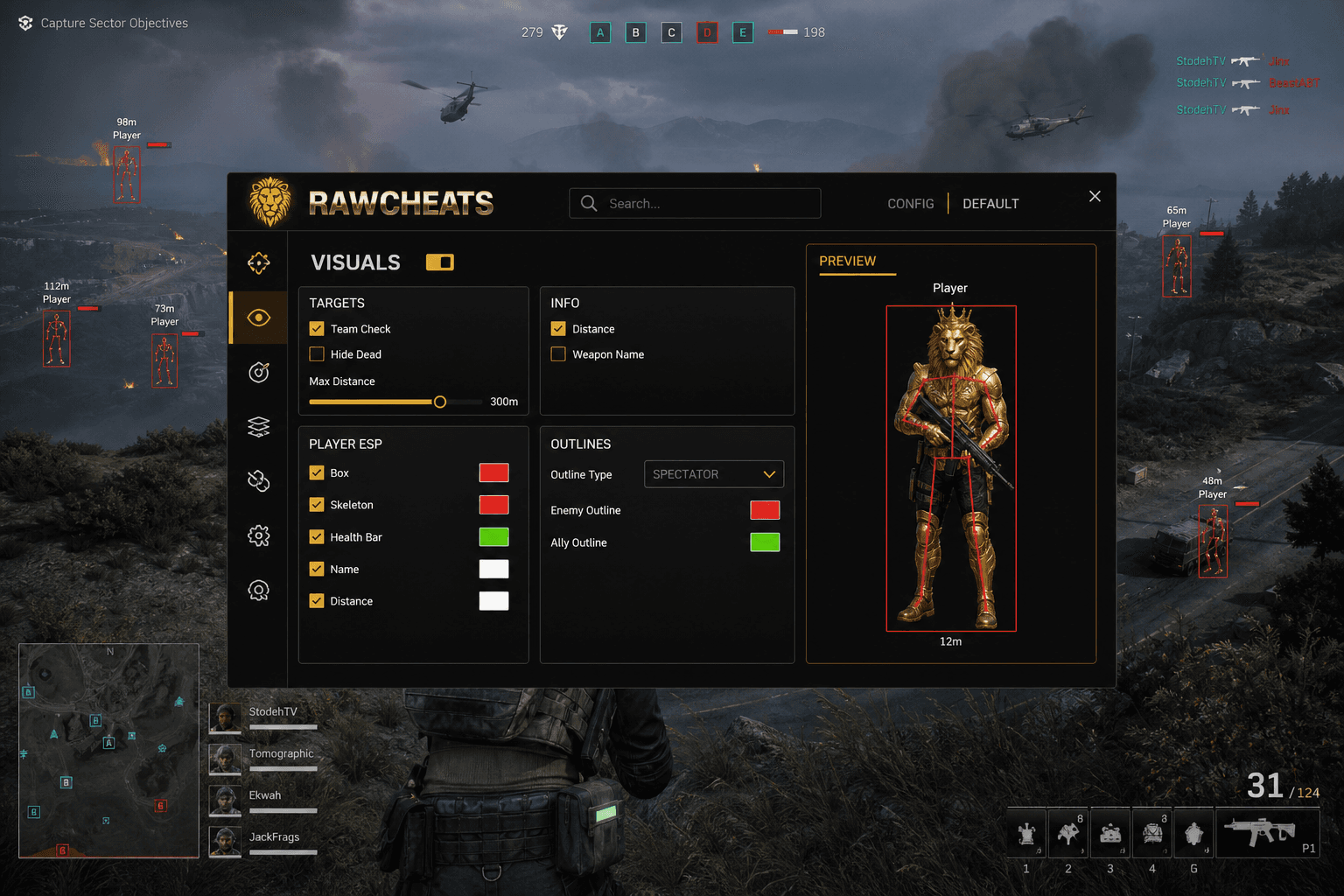 How to Set Up Battlefield 6 Cheats in 2026 — in-game screenshot showing RawCheats overlay