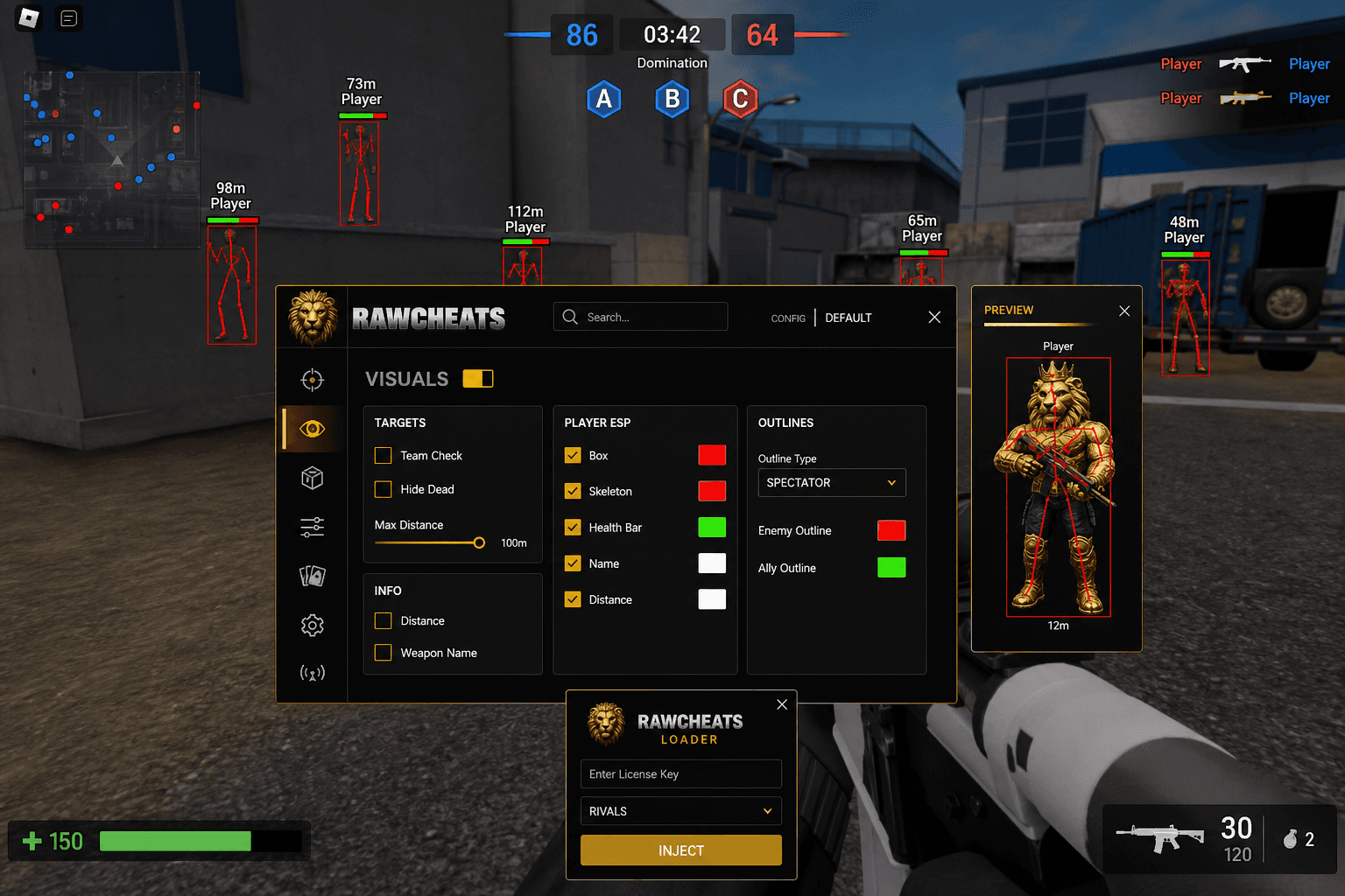 How to Set Up Roblox Cheats in 2026 — in-game screenshot showing RawCheats overlay