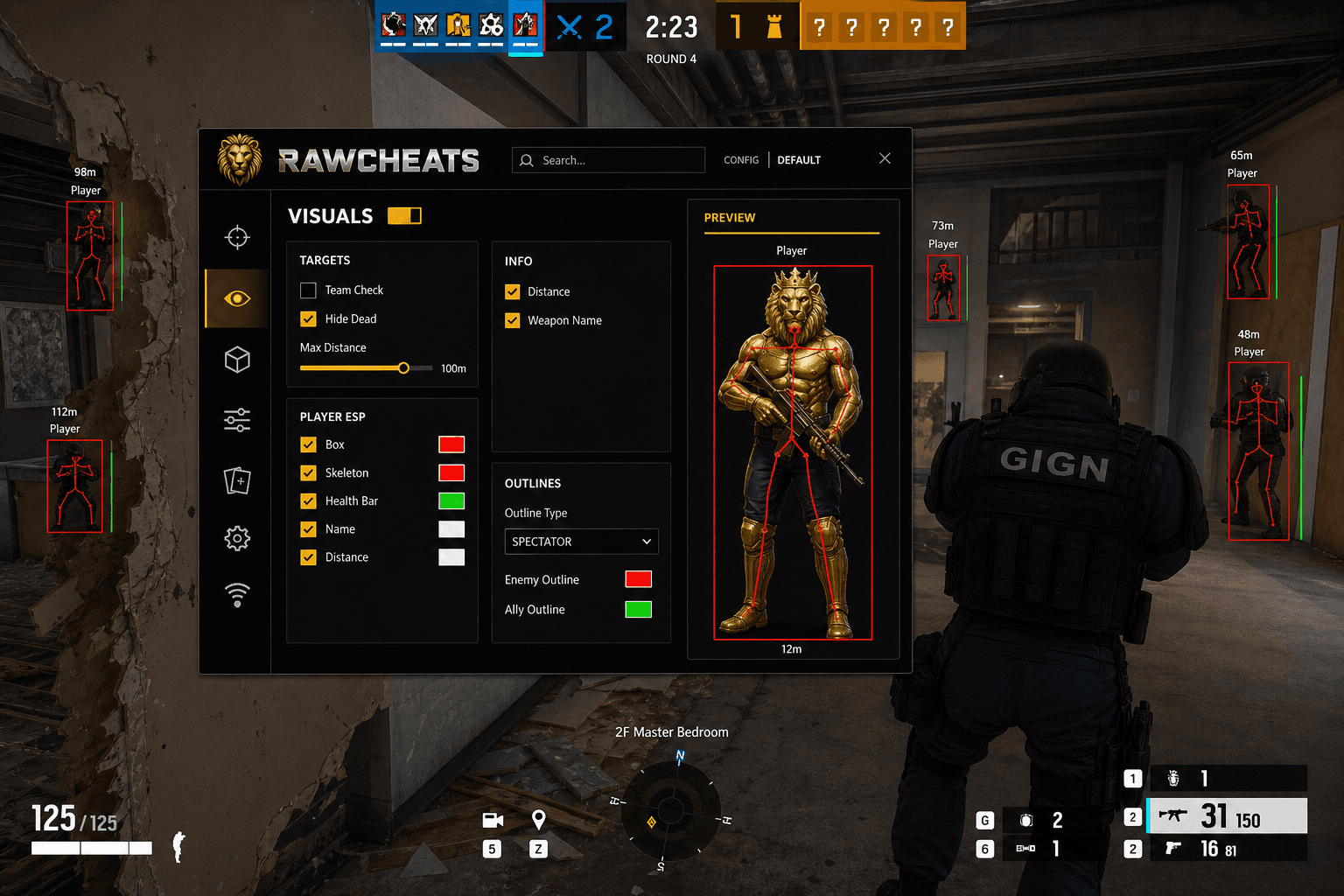 How to Set Up Rainbow Six Siege X Cheats in 2026 — in-game screenshot showing RawCheats overlay