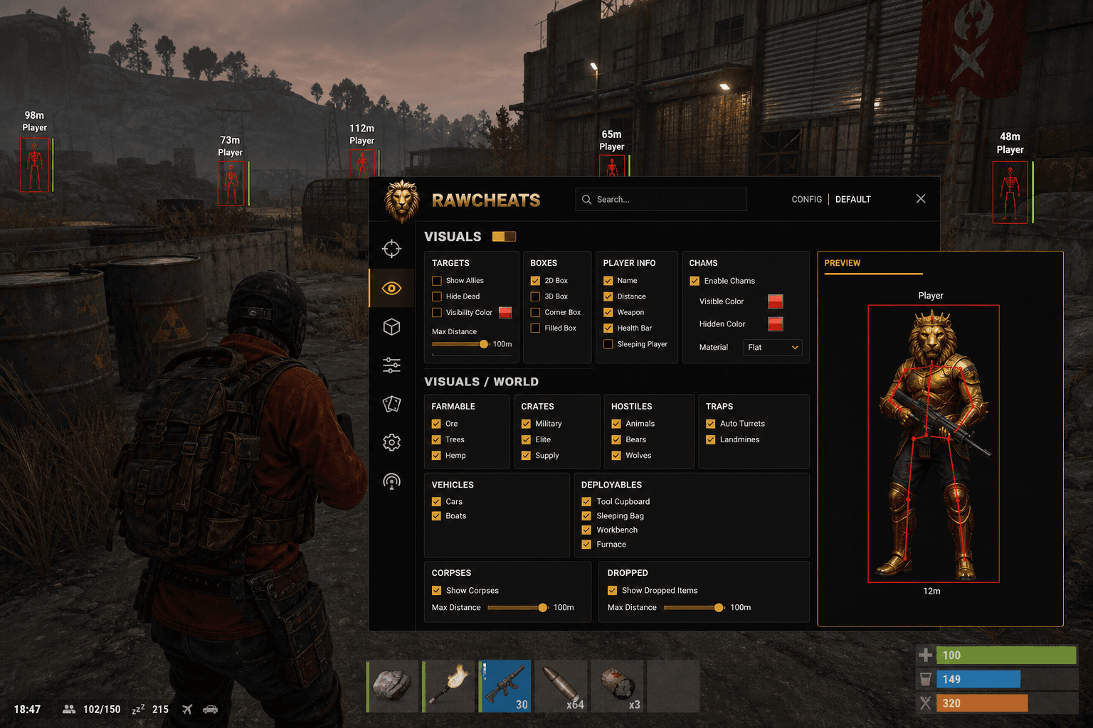 Best Rust Esp in 2026 — What Actually Works — in-game screenshot showing RawCheats overlay