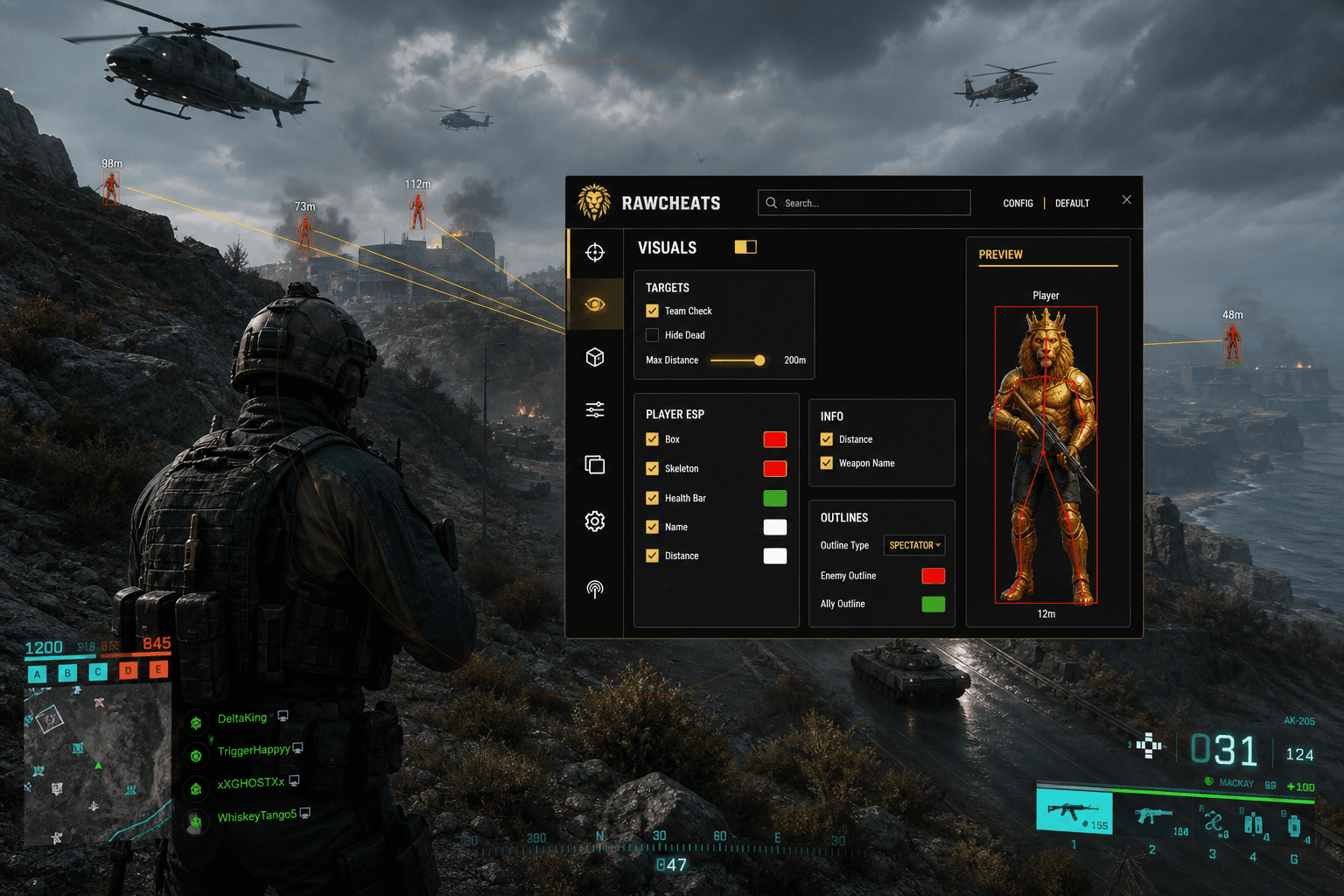 Best Battlefield 6 Aimbot in 2026 — What Actually Works — in-game screenshot showing RawCheats overlay