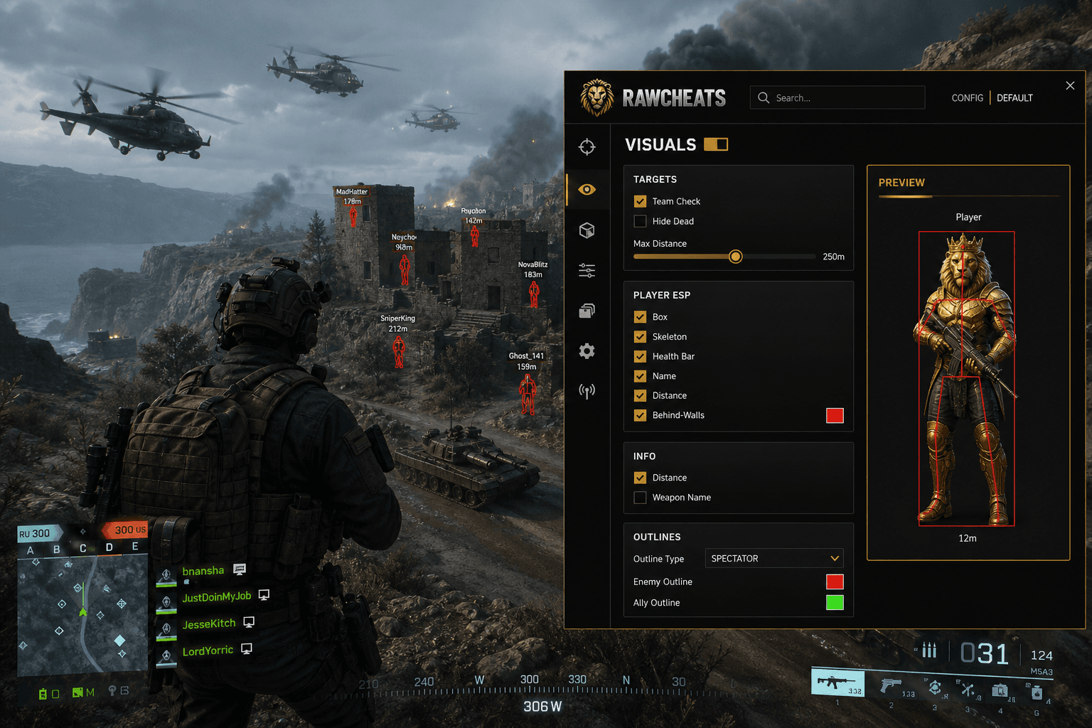 Best Battlefield 6 Wallhack in 2026 — What Actually Works — in-game screenshot showing RawCheats overlay