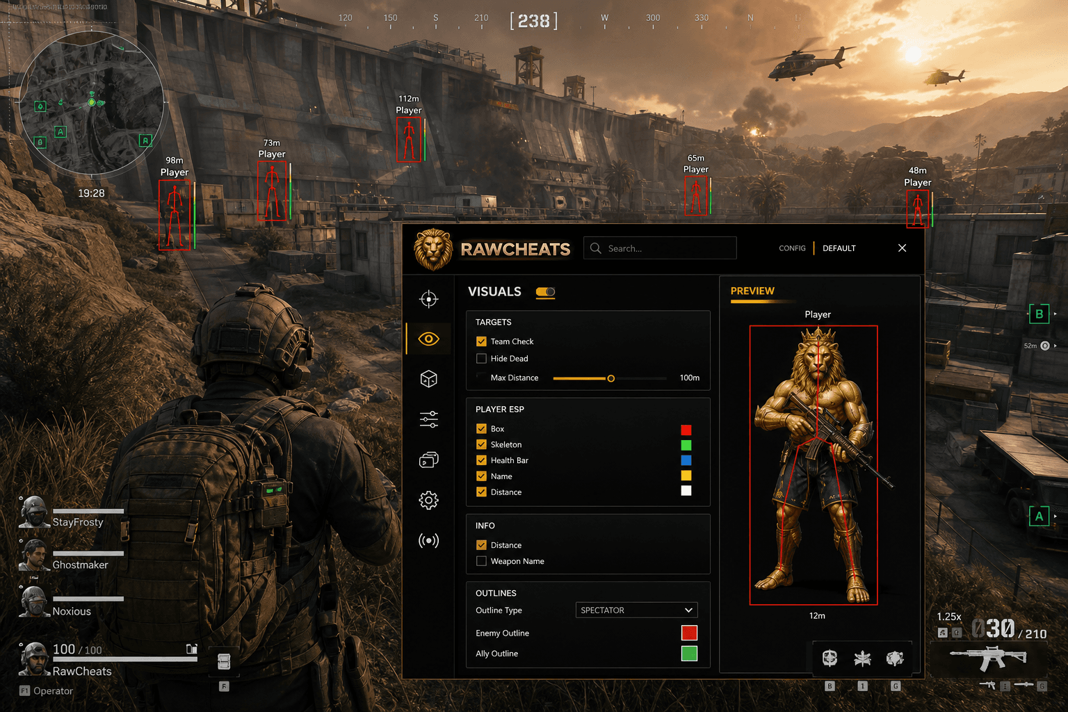 Best Delta Force Esp in 2026 — What Actually Works — in-game screenshot showing RawCheats overlay