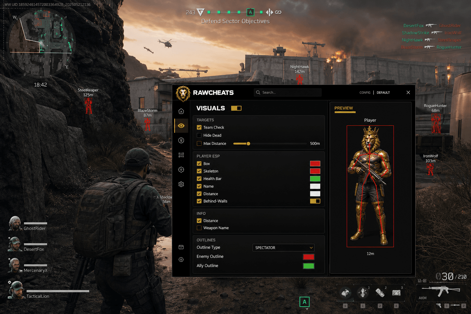 Best Delta Force Wallhack in 2026 — What Actually Works — in-game screenshot showing RawCheats overlay