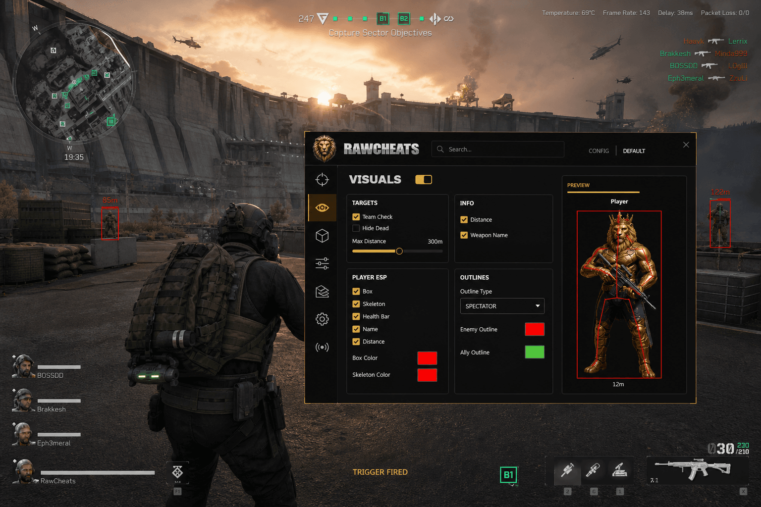 Best Delta Force Triggerbot in 2026 — What Actually Works — in-game screenshot showing RawCheats overlay