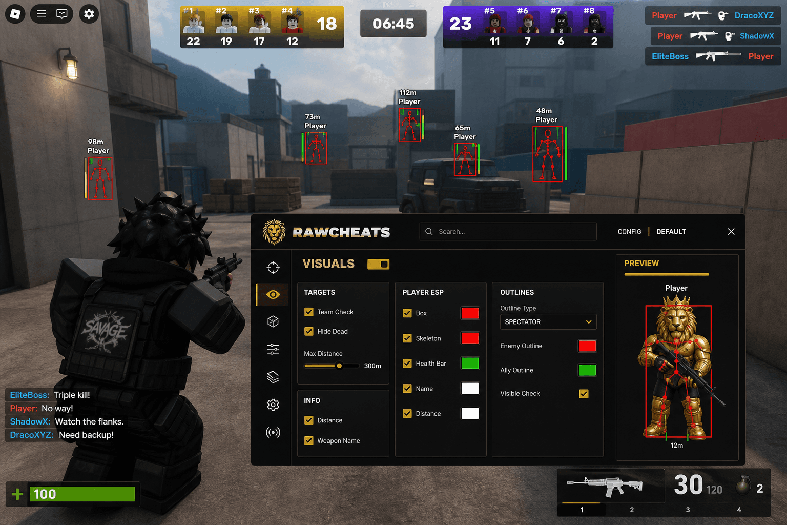 Best Roblox Esp in 2026 — What Actually Works — in-game screenshot showing RawCheats overlay