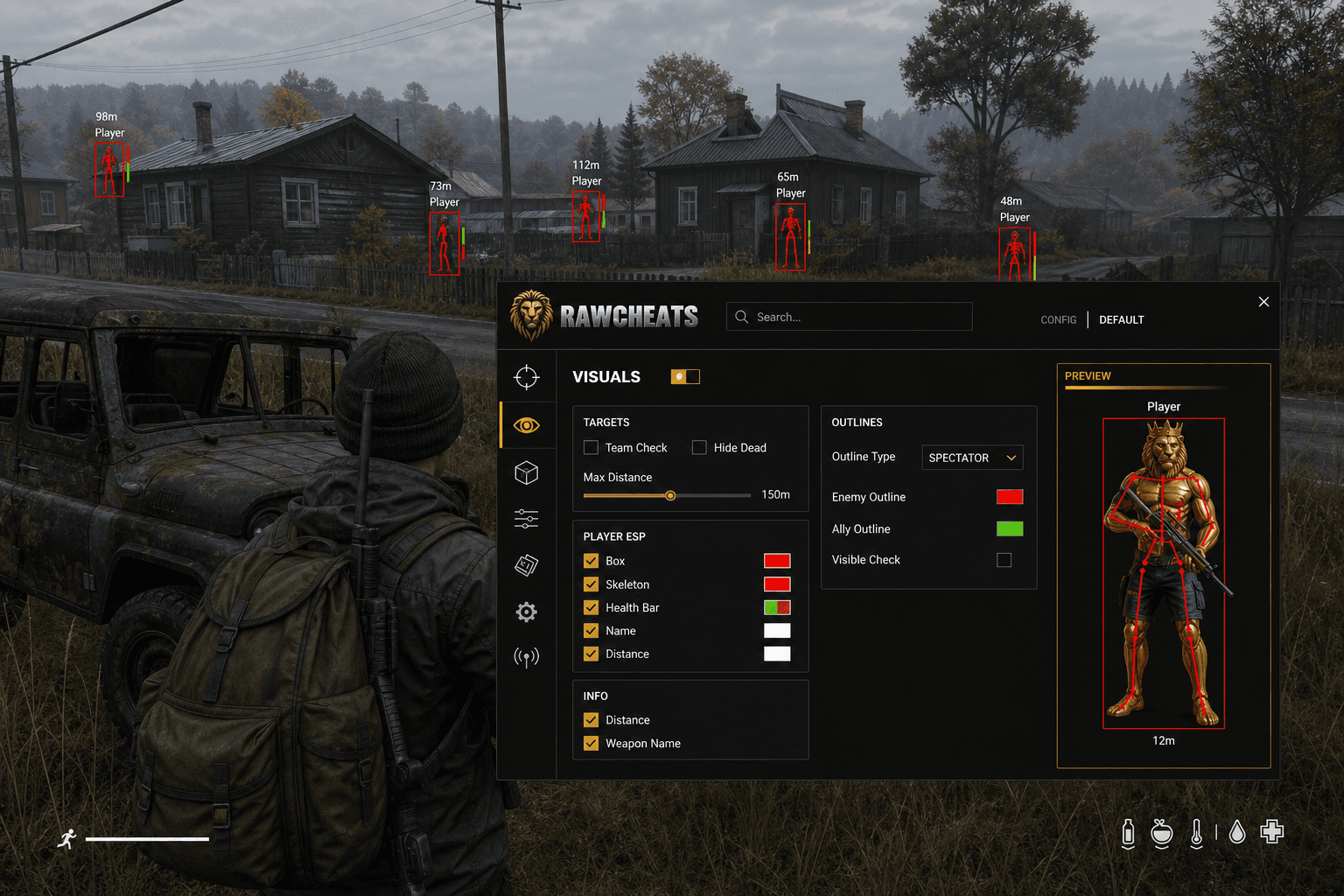 Best DayZ ESP in 2026 — What Actually Works — in-game screenshot showing RawCheats overlay